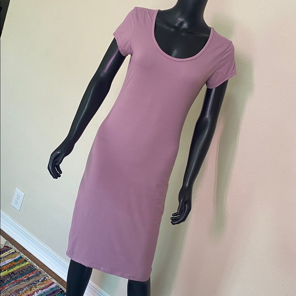 Hot Kiss Y2K Scoop-Neck Bodycon Dress in Dusty Lavender